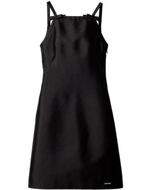 Miu Miu Silk-Wool Bow Mini Dress - Black