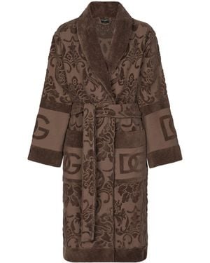 Dolce & Gabbana Terry Cotton Dg Logo Robe - Brown