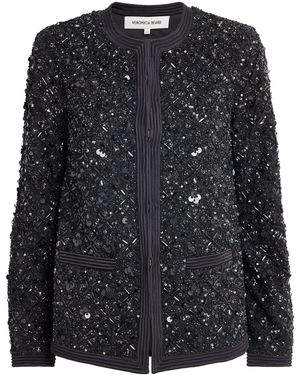Veronica Beard Crepe Embellished Rosine Jacket - Black