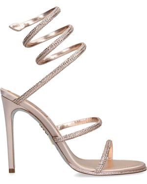 Rene Caovilla Satin Crystal-Embellished Cleo Sandals 105 - White
