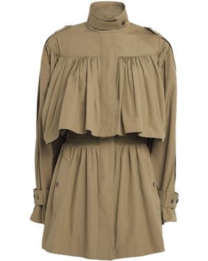 Chloé Cotton High-Neck Gathered Trench Coat - Natural