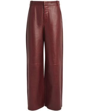 FRAME The Wide Leather Trousers - Red