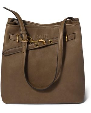 Miu Miu Nappa Leather Aventure Bucket Bag - Brown
