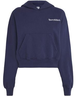 Sporty & Rich Health Is Wealth Cropped Hoodie - Blue
