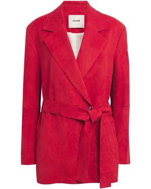 Aeron Suede Belted Sword Blazer - Red