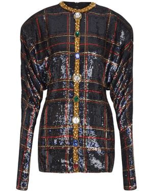 Balmain Embellished Check Dress - Black