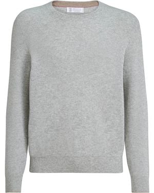 Brunello Cucinelli Cashmere Ribbed Jumper - Grey