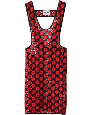 Miu Miu Macramé Apron Midi Dress - Red