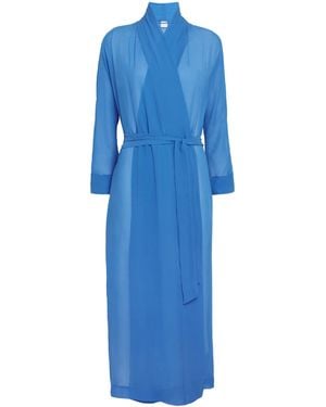 Loretta Caponi Silk Georgette Cassandra Robe - Blue