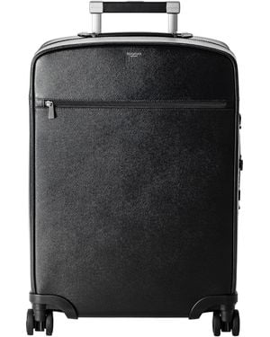 Serapian Leather Spinner Cabin Suitcase - Black