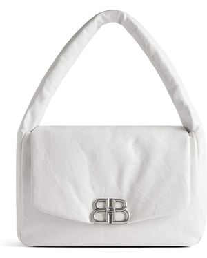 Balenciaga Small Monaco Clutch Bag - White