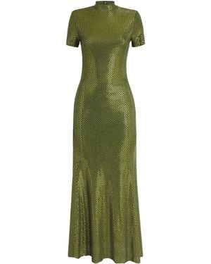 Self-Portrait Rhinestone Maxi Dress - Green