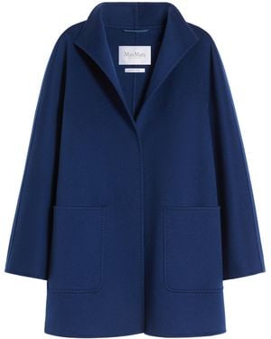 Max Mara Cashmere Funnel-Neck Coat - Blue