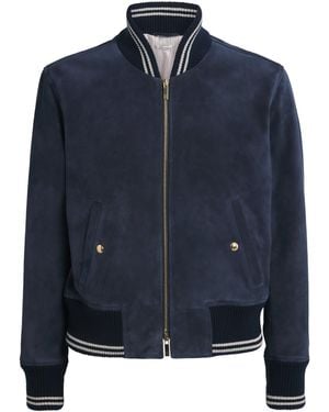 Thom Browne Suede Bomber Jacket - Blue