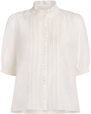 ME+EM Cotton-Silk Pintuck Blouse - White