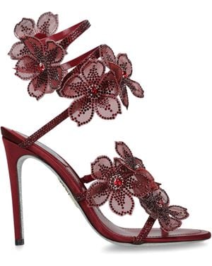 Rene Caovilla Satin Floral Cleo Sandals 105 - Purple