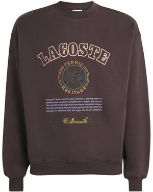 Lacoste Cotton Logo-Embroidered Sweatshirt - Brown