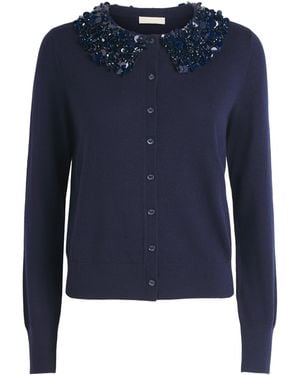 Ulla Johnson Merino Wool Embellished Anna Cardigan - Blue