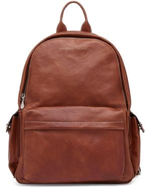 Brunello Cucinelli Calfskin Travel Backpack - Brown