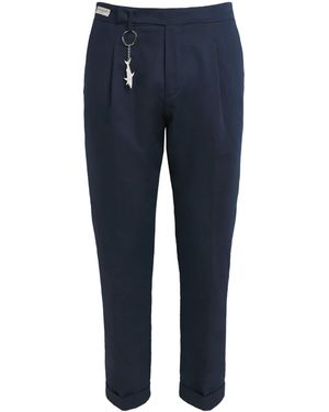 Paul & Shark Linen-Cotton Pleated Straight Chinos - Blue
