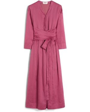 Max Mara Ramie Canvas Midi Dress - Pink