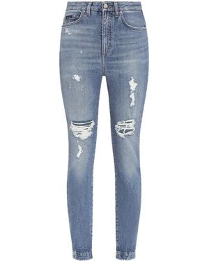 Dolce & Gabbana Distressed Slim Jeans - Blue