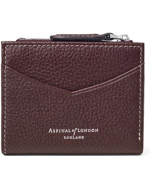 Aspinal of London Leather Hudson Coin And Card Holder - Purple