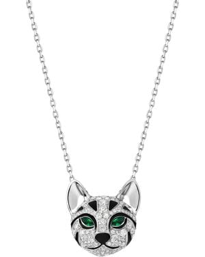 Boucheron Diamond And Emerald Fuzzy, The Leopard Cat Pendant Necklace - Metallic