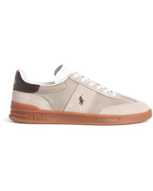 Polo Ralph Lauren Suede-Blend Heritage Court Trainers - Pink