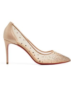 Christian Louboutin Follies Strass Suede Court Shoes 85 - Natural