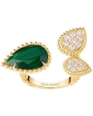 Boucheron Malachite And Diamond Serpent Bohème Ring - Metallic