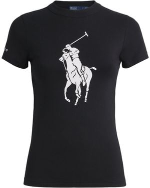 Polo Ralph Lauren Cotton-Blend Polo Pony T-Shirt - Black