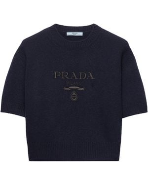 Prada Wool-Cashmere Logo Jumper - Blue