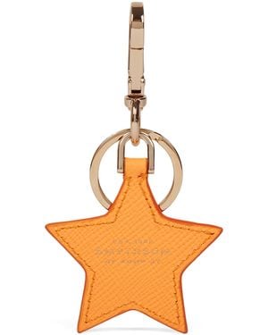 Smythson Panama Leather Star Keyring - Orange