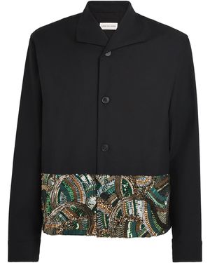 Dries Van Noten Cotton-Wool Sequin Jacket - Black