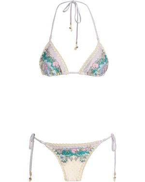 Zimmermann Crochet Indra Triangle Bikini - White