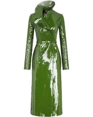 Tom Ford Perforated Leather Trench Coat - Green