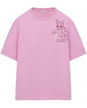 Loewe X Louis Wain Cotton-Blend Anagram Cat Loose T-Shirt - Pink