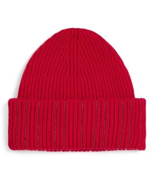 Fabiana Filippi Wool-Silk Sparkling Ribbed Beanie - Red