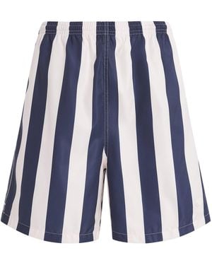 Ami Paris Logo Stripe Swim Shorts - Blue