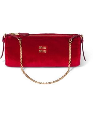 Miu Miu Velvet Logo Pouch - Red