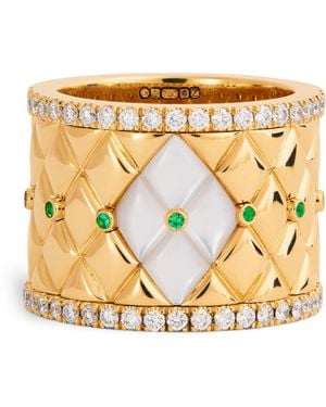 L'Atelier Nawbar Large, Diamond, Emerald And Pearl Bond Street Ring - Metallic