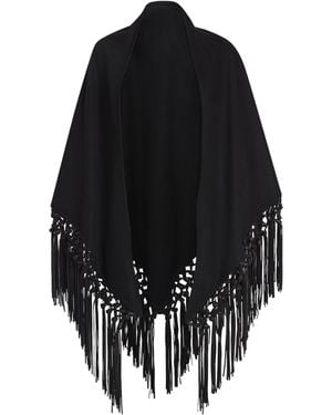 Colombo Cashmere And Leather Fringe-Trim Cape - Black