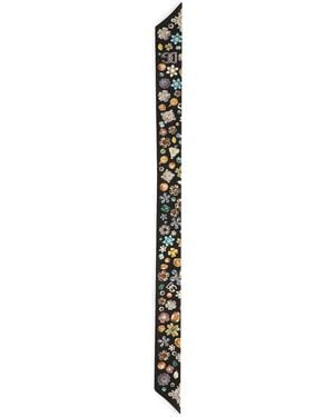 Dolce & Gabbana Silk Jewellery Print Skinny Scarf - Metallic