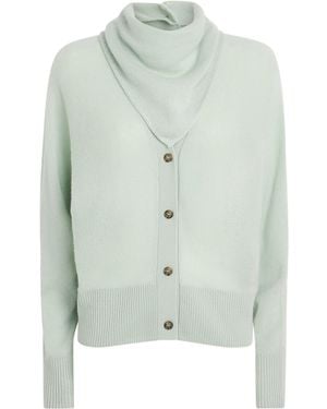 LeKasha Cashmere Lyss Scarf Cardigan - Green