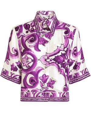 Dolce & Gabbana Silk Printed Shirt - Purple