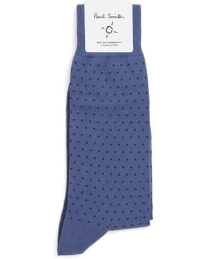 Paul Smith Organic Cotton-Blend Polka Dot Socks - Blue