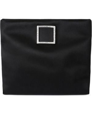Roger Vivier Satin Trompette Pouch - Black