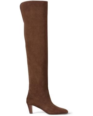 Ralph Lauren Suede Harlee Knee-High Heeled Boots 55 - Brown
