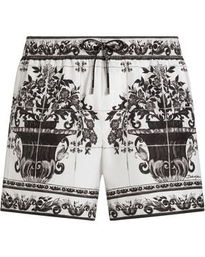 Dolce & Gabbana Majolica Print Swim Shorts - Black